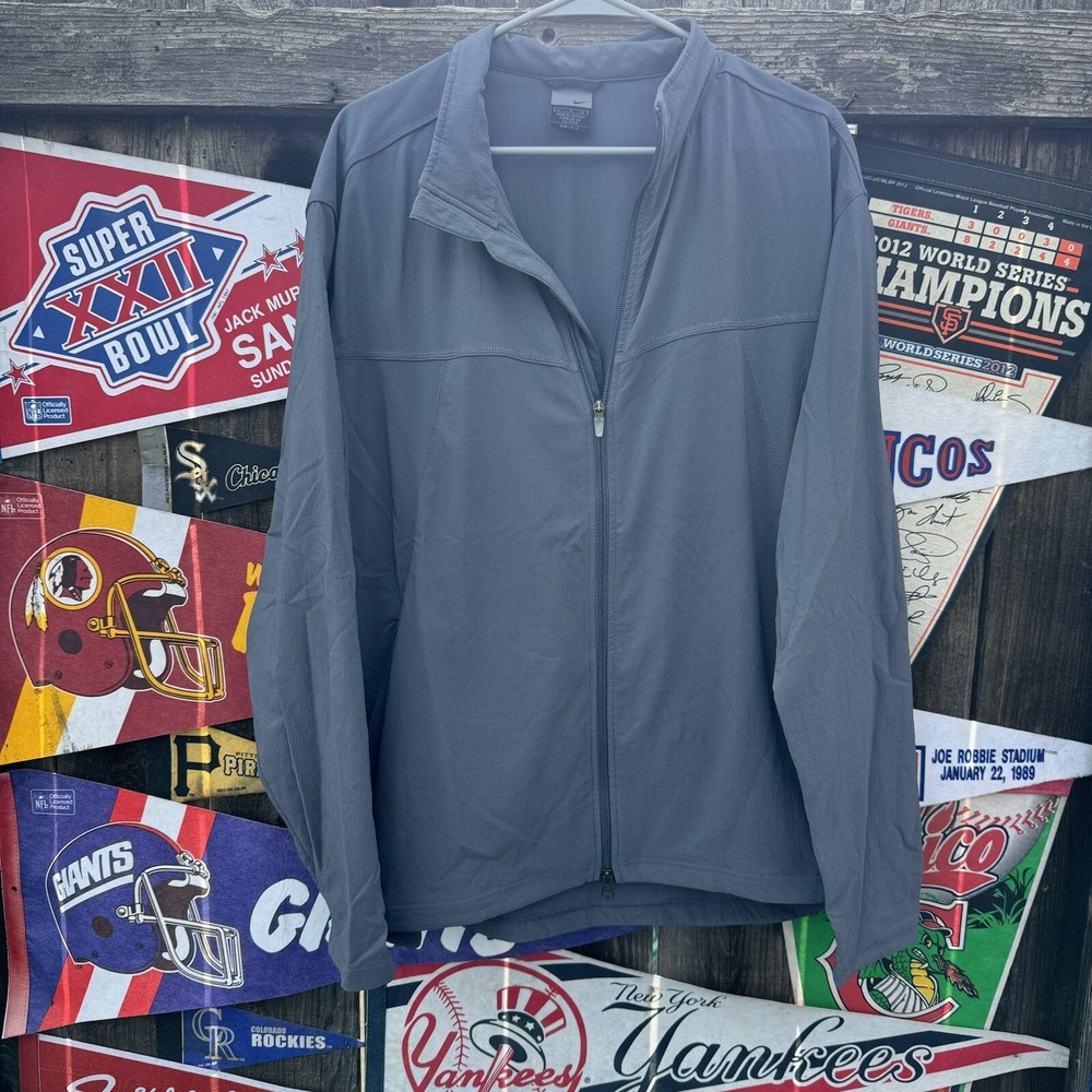 Size L -‎ Vtg Nike Full Zip Nylon Stretch Vented Running Jacket Black